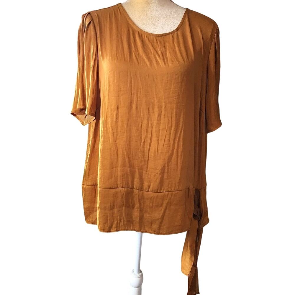 Simply Vera Wang Golden Mustard Yellow Short Sleeve Side Tie Size XL